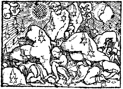 An old woodcut showing the 6th seal