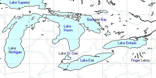 Map of the lower Great Lakes area