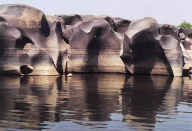 Water marks on rocks show the normal water level